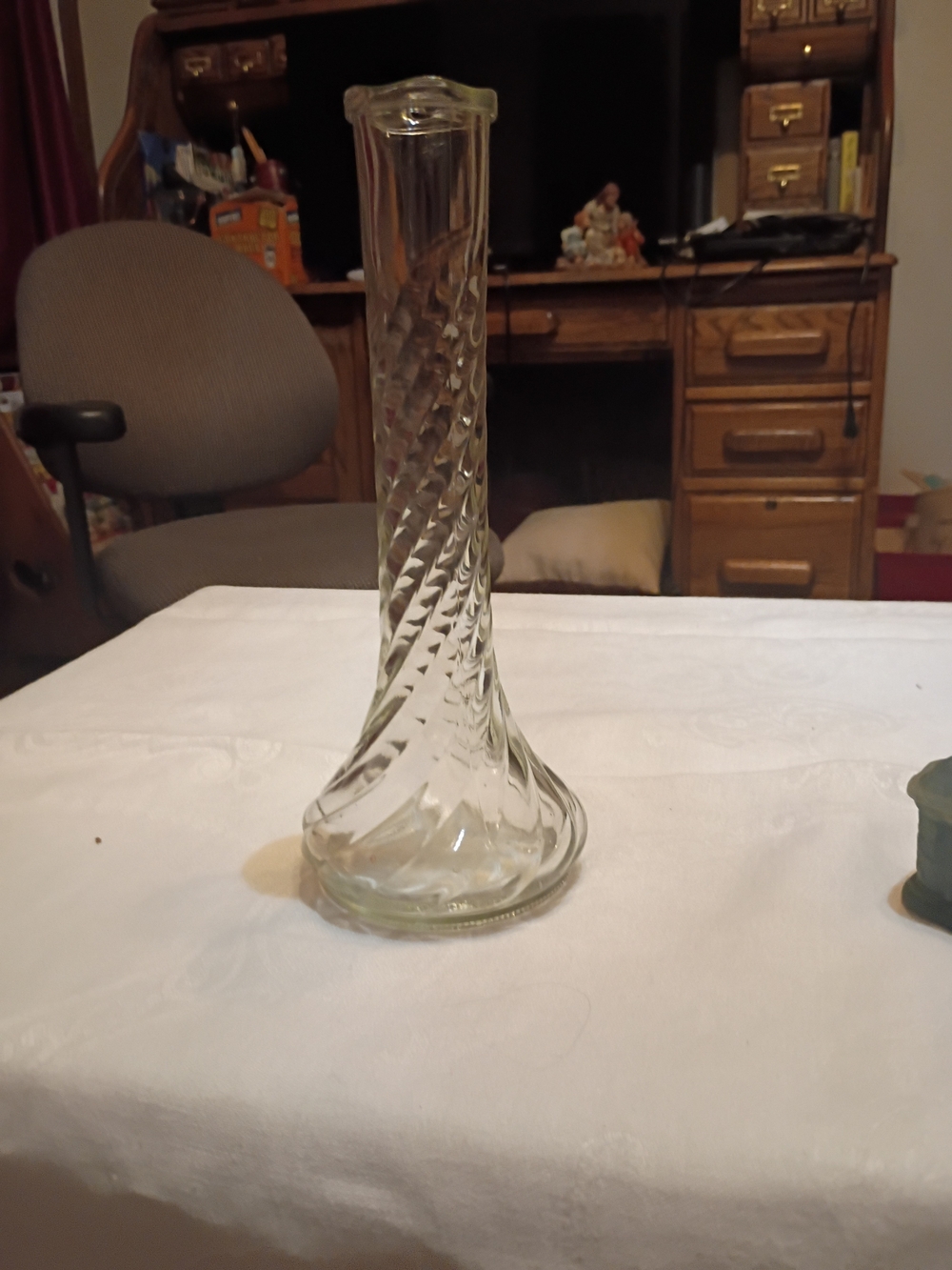 Clear Swirl Glass Bud Vase -